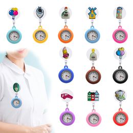 Childrens horloges cartoon clip pocket intrekbare digitale fob klokcadeau broche quartz beweging stethoscoop horloge ziekenhuis medisch w otqjq