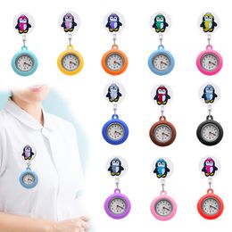 Relojes para niños Penguin Clip de bolsillo Enfermera para mujer en vigilancia para enfermeras Doctors Sile Broche Fob Fob Lapela Drop entrega OTPBF