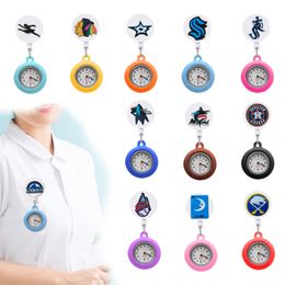 Childrens bekijkt sportclip pocket broche verpleegkundige horloge pin-on analoge kwarts hangende revers voor dames fob drop levering otub1