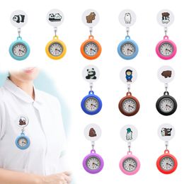 Childrens regarde trois ours nus clip infirmière de poche pour les femmes Retractables Watch Student Cadeaux sur l'hôpital infirmier FOB MÉDICAL CLOC OTKNC