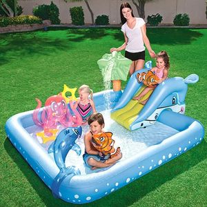 Diapositivas de agua infantiles Inflables para niños Parque acuático con tobogán en el patio trasero de tobogán División de aguas de césped de la césped Piscinas Toy 240403