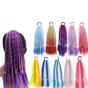 Perruque pour enfants Dreadlocks Extensions de cheveux synthétiques pour enfants Accessoires pour cheveux Queue de cheval Tresse Couleur Corde tressée Filles Scène