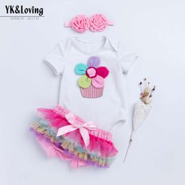 Kinderkleding meisje baby vijf kleuren bloemblaadjes met korte mouwen lieverd zomer klimplant pp broek set herboren baby poppen kleding