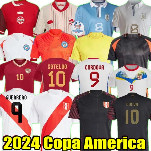 Chili 2024 Pérou Canada Venezuela Soccer Jerseys Copa America Colombia Football Shirts 24 25 Kits Uniform Uruguay Jersey Cuevas Sosa Davies J.David Savarino Rondon