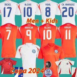 Chili voetbalshirts Alexis Vidal Kids Kit 2025 Nationaal Team voetbalshirt Home Red Away White White 24 25 Full Set Men Camiseta 2024 Copa America Zamorano