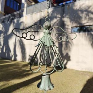 Carillons éoliens d'ange rétro en fer, cloches décoratives créatives suspendues pour jardin extérieur, cour, pays américain