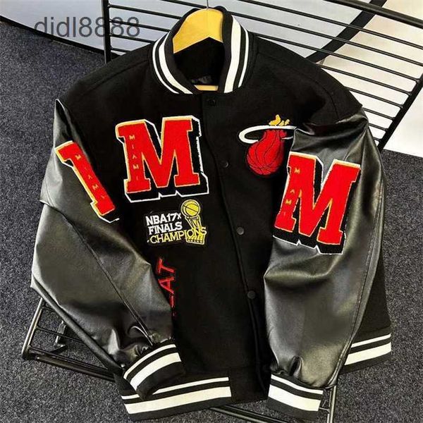 China-chic americano milan béisbol camiseta bordado bordado para hombre y chaqueta piloto de moda suelta