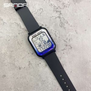 China-chic Patrón de Panda del Tesoro Nacional Electrónico de una Sola Tecla Cuadrado Cambio Gradual Reloj de Moda Impermeable Estudiantes Adolescentes para Hombres y Mujeres