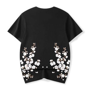 China-Chic Korte Mouw Heren 2024 Zomer Nieuwe Guofeng Straat Losse Rose Borduren Paar Mode T-shirt Katoenen T-shirt