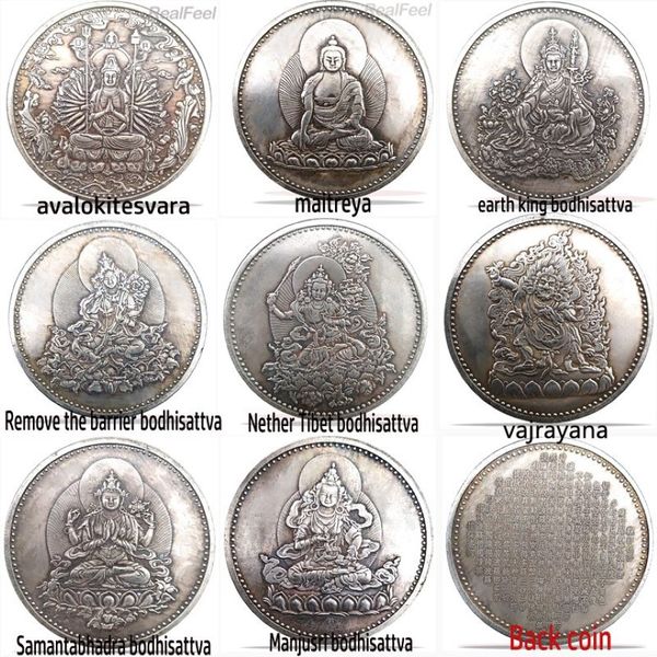 Pièce de monnaie chinoise fengshui bouddha, 8 pièces, bonne chance, mascotte artisanale 223R