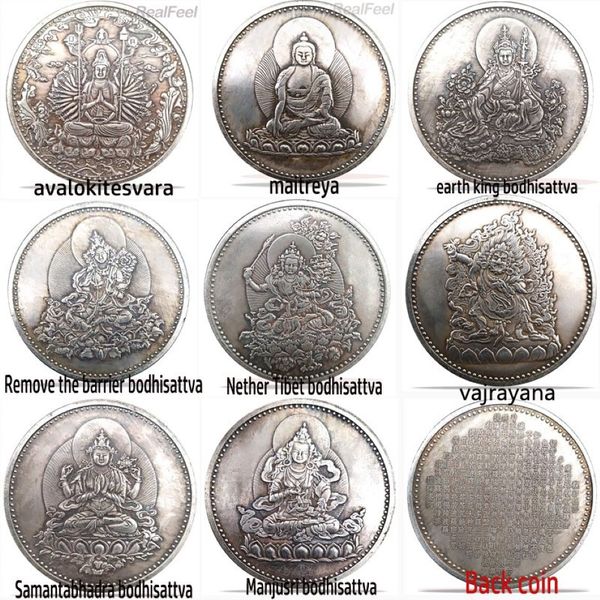 Pièce de monnaie chinoise 8 pièces, bouddha fengshui, bonne chance, mascotte artisanale 303q