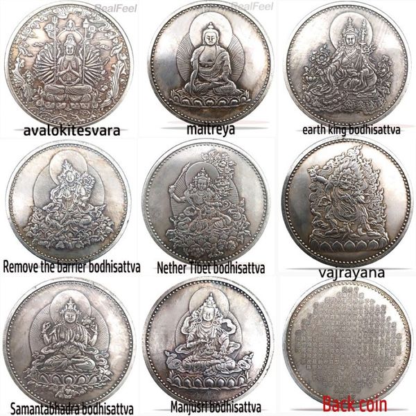 Pièce de monnaie chinoise 8 pièces, bouddha fengshui, bonne chance, mascotte artisanale 292k