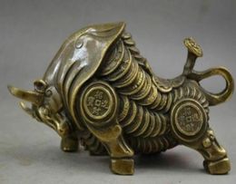 Statue de bœuf du zodiaque réaliste en cuivre de chine, sculpture de richesse du corps entier, 1002144