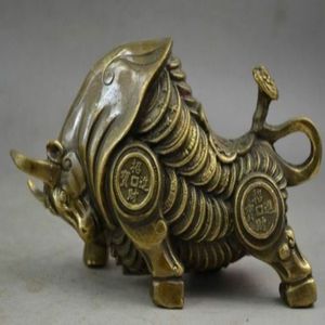 Statue de bœuf du zodiaque réaliste en cuivre de chine, sculpture de richesse du corps entier, 277g