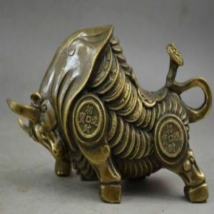 Estatua de buey del zodiaco realista, talla de cobre de China, riqueza de todo el cuerpo, 321n