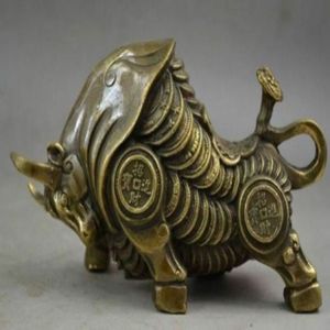 Estatua de buey del Zodíaco realista, talla de cobre de China, riqueza de todo el cuerpo, 7882548224E