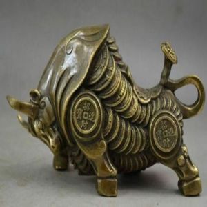 Chine cuivre sculpture de la richesse du corps entier STATURE ZODIAC OX STATE7882548270C