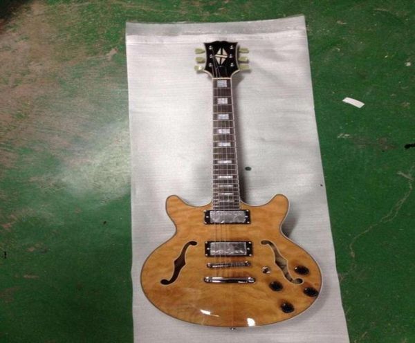 Chine Custom New 335 Jazz Electric Guitar Semi Hollow Body Arch Top Guitar Natural Maple PO PO MONDION 1585256647