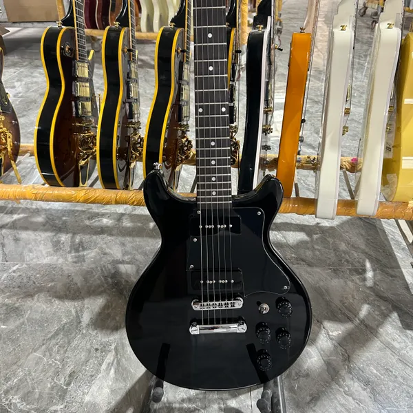 Studio Guitare électrique Style junior couleur noire P90 Pickup Mahogany Body Rosewood Forgard 6strings Guitarra