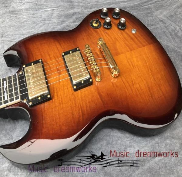 Guitarra eléctrica de China, tienda OEM G S G, guitarra eléctrica personalizada, diapasón de ébano de madera de arce flameado 9216934