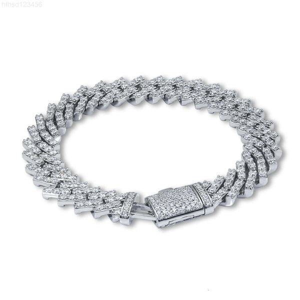Bracelet Hip Hop personnalisé en or 9k 10k 14k, en diamant Moissanite glacé, chaîne à maillons cubains, personnalisé en usine chinoise