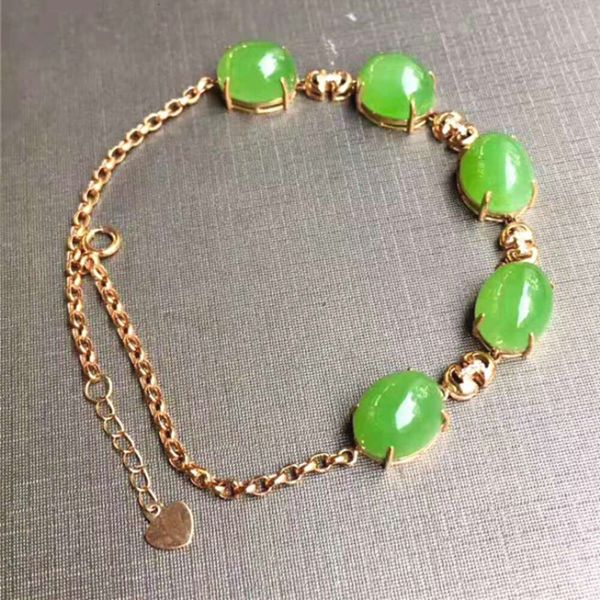 Chine usine en gros à la mode or femmes vert pomme naturel Hetian Jasper Jade Bracelet