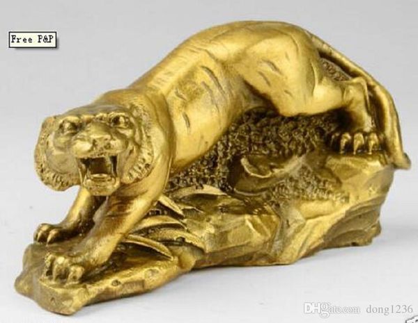 Chine Feng Shui décoré en cuivre et laiton, tigre porte-bonheur du zodiaque chinois // amulette