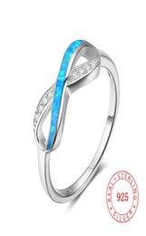 China Genuine 925 Sterling Silver Ring Endless Love Infinity Women Regalo de alta calidad Blue Fire Opal Infinite Diseño de compromiso RIN53332460