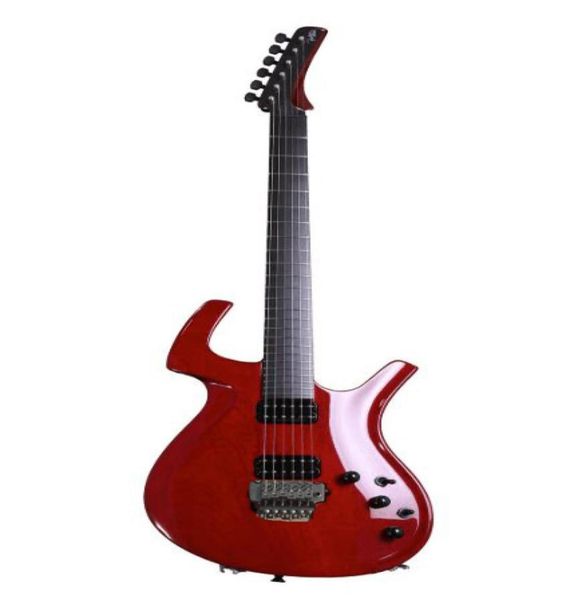 Guitarra China Fly Mojo Guitarra eléctrica roja cereza transparente Floyd Rose Tremolo Tailpie2344055