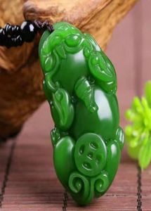 China handgesneden groene Jade Lucky Jade hanger ketting amulet geld god beest hanger collectie zomer ornamenten natuursteen6701328