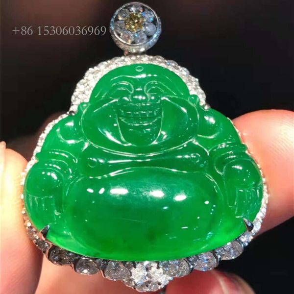 Chine Jade Stone Bouddha Gold Bijoux de haute qualité Natural Ice Jadeite Charm Pendent