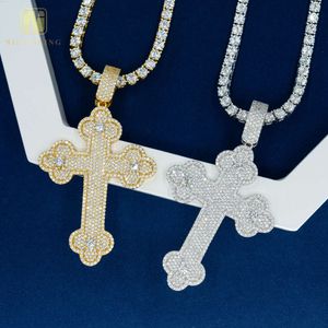 Chine bijoux en gros Vvs Moissanite Pass testeur de diamant 925 en argent Sterling Hip Hop Rock glacé pendentif croix pour les rappeurs