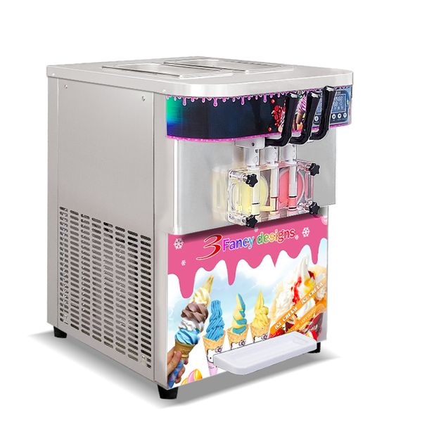 Livraison gratuite à la porte USA Kolice Kitchen Equipment 3 Slavors Desktop Mini Soft Ice Cream Machine