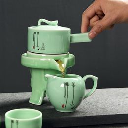 Service à thé chinois Kung Fu, 6 tasses, théière à eau rotative, tasse à thé en céramique, style chinois, cadeau, café, thé, 300k