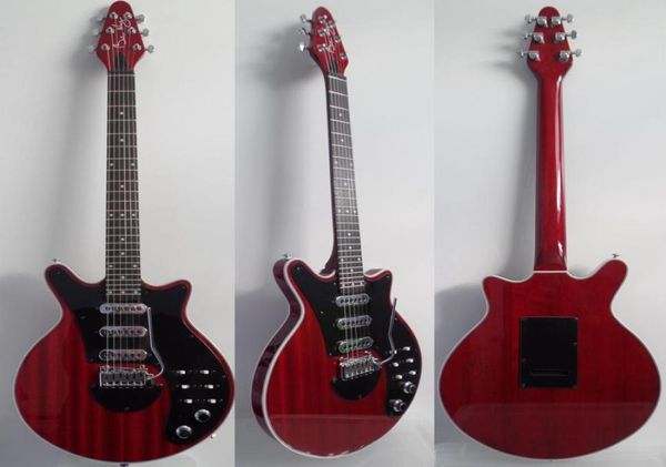 Fabriqué en Chine OEM Brian May Wine Red Guitare électrique 3 micros simples BURNS Tremolo Bridge 24 frettes 6 interrupteurs Chrome Hardware6815348