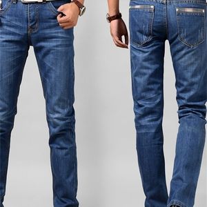 China OEM fabriek op maat blauw met cheque rechte jeans wassen elastische heren broek mannen broek jeans met hoge kwaliteit lage prijs x0621