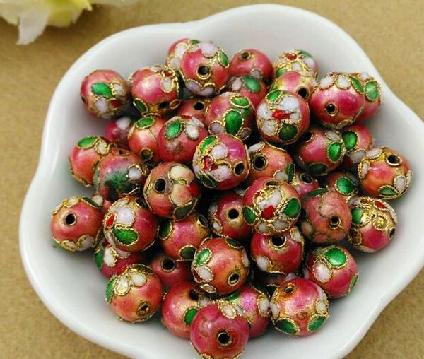 Chine vieux artisanat cloisonné perles de corned 10mm couleur peut être des athlètes chaîne accessoires perles émail or à travers la chaîne de perles en gros