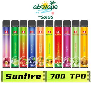 China originele Sunfire Fast Dilivery TPD -conforme 10 smaken mooie wegwerp vape 700 puffs vape pen 2 ml opnieuw gevulde elektronische sigarettendamp met CE 0% 2% 3% 5%