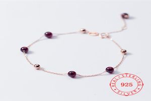 China verkoopt rode edelsteen granaat kralen vrouwen echte sterling zilveren armband wit goud vergulde dame armbanden mode sieraden 4408158