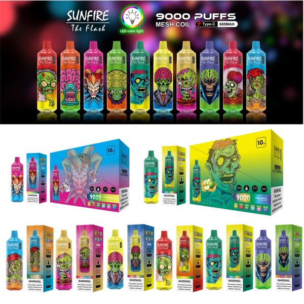 Chine Shenzhen Sunfire Tornado 9k Puffs 9000 Derbot Vape Pod 18ML Bobine de vapeur de vapeur prépelle