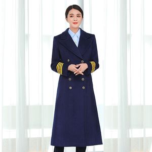 China Southern Airlines stewardess wollen jas dames wollen stof winter halflange verdikte luchtvaart overjas uniform