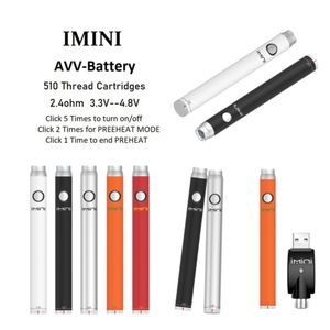 Chine Top original imini avv 510 Thread Battery Préchauffeur de préchauffage Pen 350mAh 650mAh 900mAh 1100mAh Rechargeable pour la cartouche de vape 3.3 / 3,8 / 4.3 / 4.8V en gros en gros