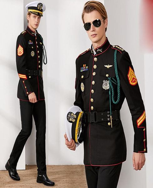 China, EE. UU., Europa, Marina, cuello alto, un solo botón, trajes blancos y negros, buque de guerra, Capitán Seaman039s, uniforme, traje de trabajo de seguridad para hombres 6385225