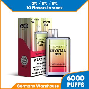 China Vape 6k Rookwolken Grote batterij 1500 mAh Wegwerpvape 14 ml 2% NIC Zout Vloeistof 10 Vruchten Smaken Beste smaak Damp Snelle levering E-sigarettenmagazijn in Duitsland