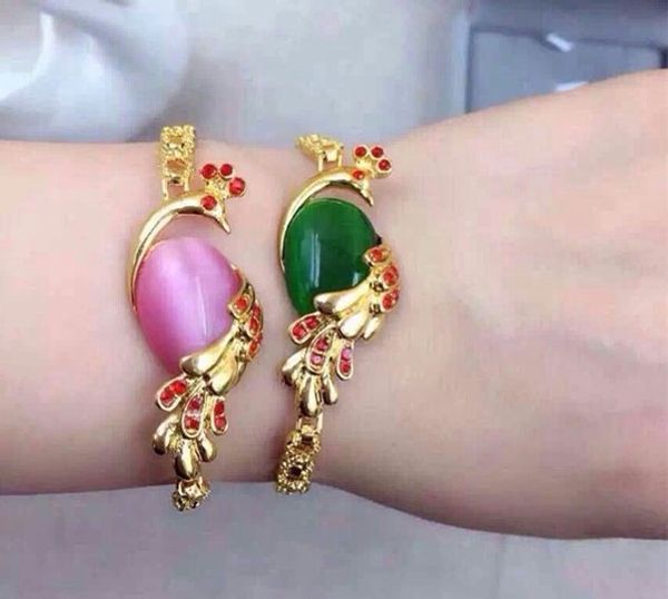 China Wind Peacock Opal Bracelet en cuivre plaqué or 18 carats rempli de cadeaux de Noël en gros