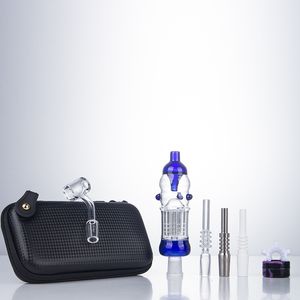 Chinafairprice CSYC NC021 Pipa para fumar Dab Rig Juego de bolsas de bong de vidrio a prueba de derrames Brazo Árbol Perc OD 32 mm Bubbler 14 mm Punta de cerámica Cuarzo Banger Clavo Silicon Jar Dabber Tool