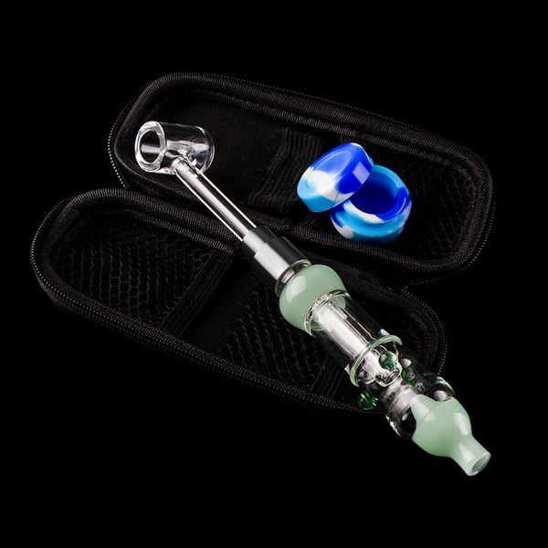 Chinafairprice CSYC NC026 Ensemble de sac de pipe à fumer perc d'eau anti-déversement 510 Pointe en céramique Quartz Banger Nail Silicone Jar Dabber Tool Colorful Dab Straw Bong Pipes en verre