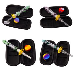 Chinafairprice NC011 Dab Rig Tubería de agua de vidrio A prueba de derrames Calabash Bubbler 10 mm 14 mm Cuarzo Cerámica Nail Clip Dabber Tool Silicon Jar Bag Set