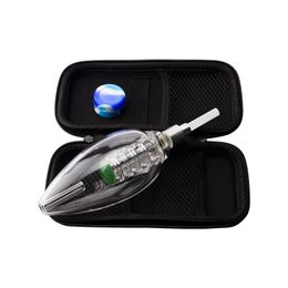 Chinafairprice NC041 Smoking Pipe Bag Set 510 Cuarzo Cerámica Nail SS Dabber Tool Silicon Jar Case OD 63mm Dab Rig Glass Water Bong Bubbler Pipes