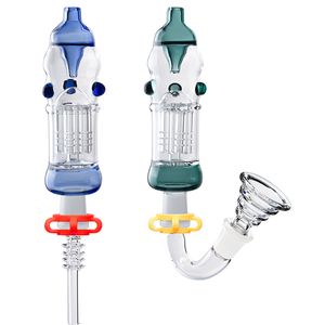 Chinafairprice NC071 Dab Rig Pipes pour Fumer OD 32mm Bras Arbre Perc Verre Eau Bong Antidéversement Bubbler Tuyau 14mm Mâle Large Alésage Bol Banger Adaptateur Titane Pince À Ongles